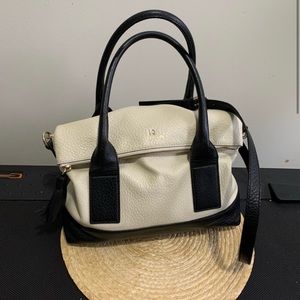 Kate Spade Leather Two-Tone Ivory and Black Fold over satchel ♠️